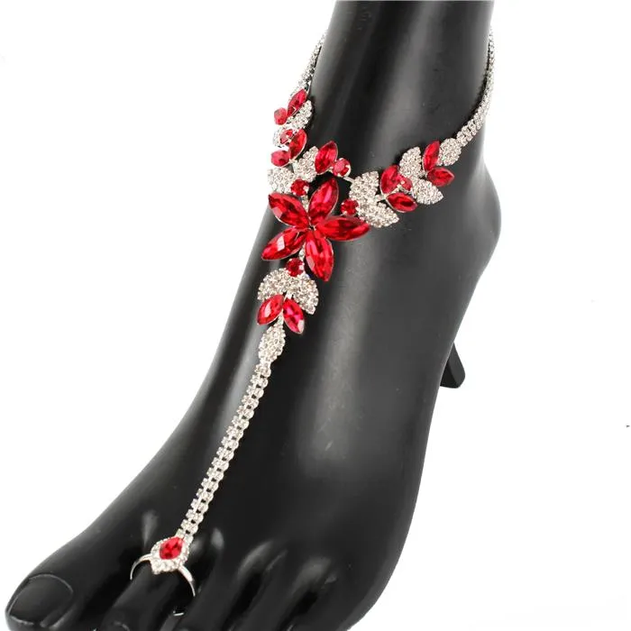 Rhinestone Flower Anklet