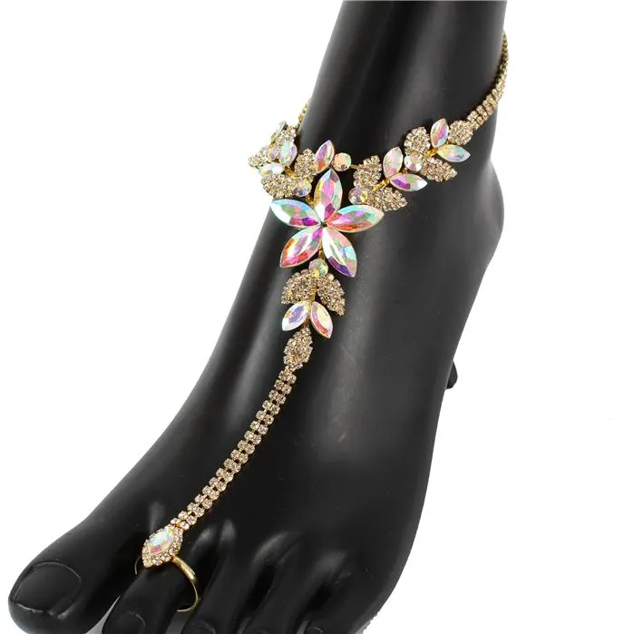 Rhinestone Flower Anklet
