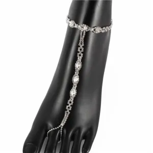 Rhinestones Anklet With Ring
