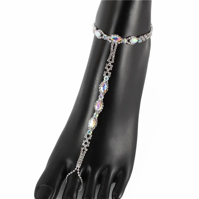Rhinestones Anklet With Ring