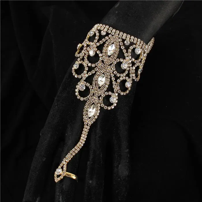 Rhinestones Hand with Ring Bracelet