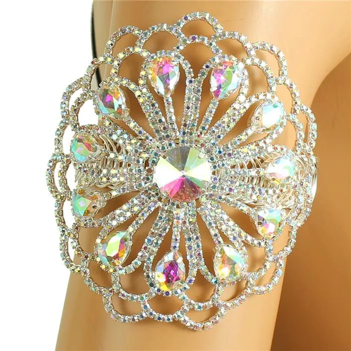 Rhinestones Round Chunky Arm Cuff / Bangle