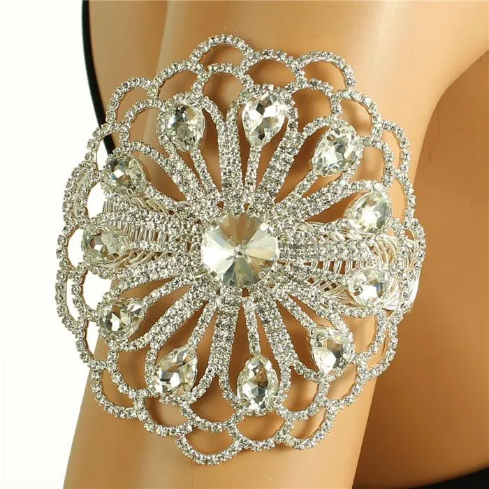 Rhinestones Round Chunky Arm Cuff / Bangle