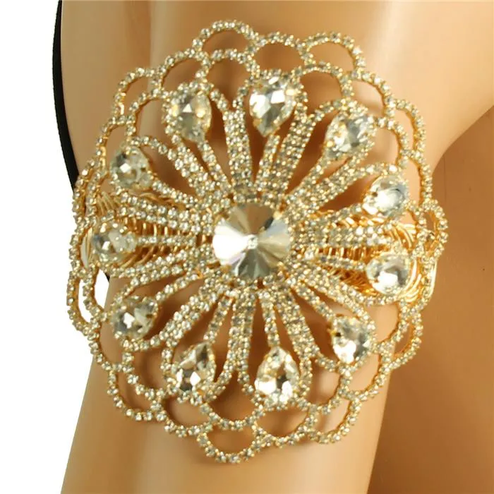 Rhinestones Round Chunky Arm Cuff / Bangle