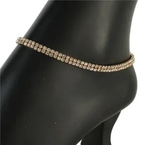 Rhinestones Two Lines Anklet