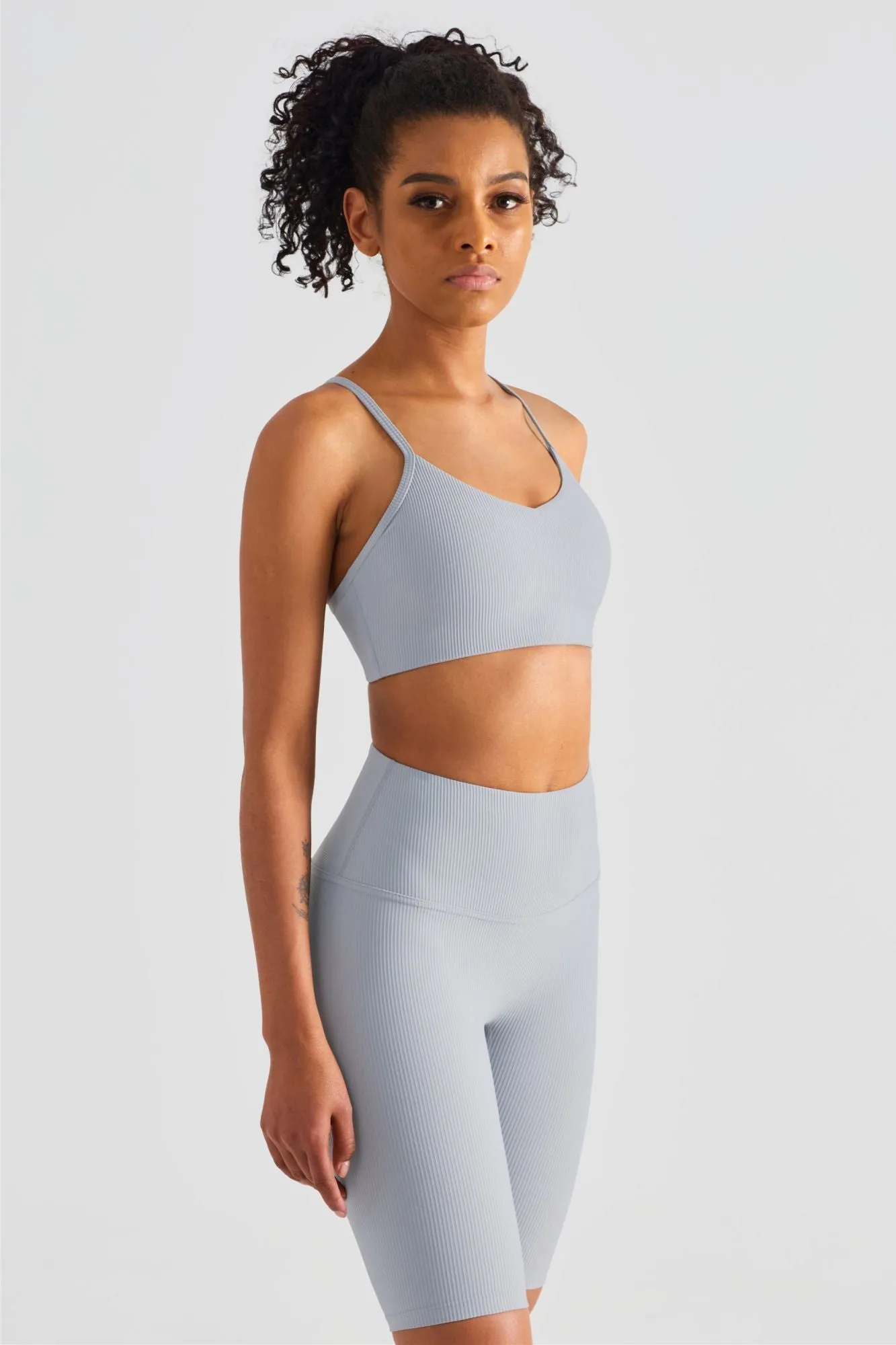 Ribbed Sports Bra & Shorts Activewear Set