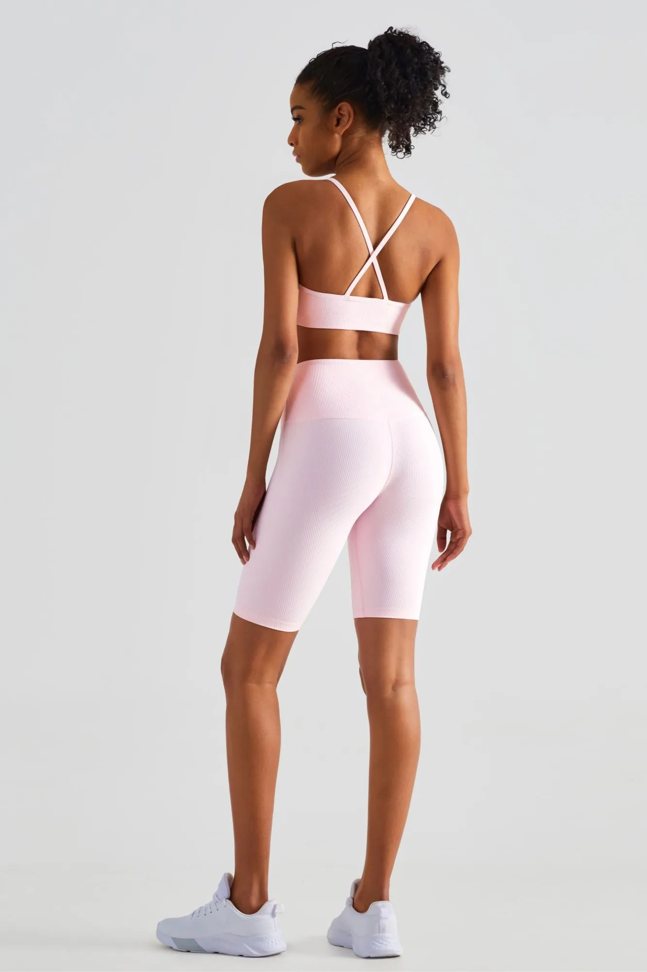 Ribbed Sports Bra & Shorts Activewear Set