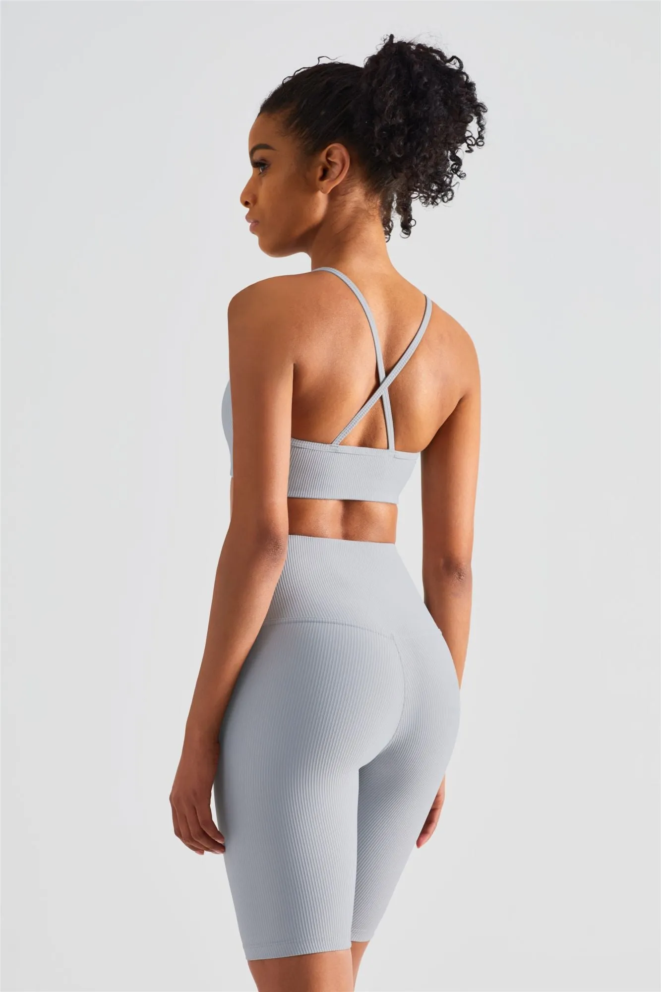 Ribbed Sports Bra & Shorts Activewear Set