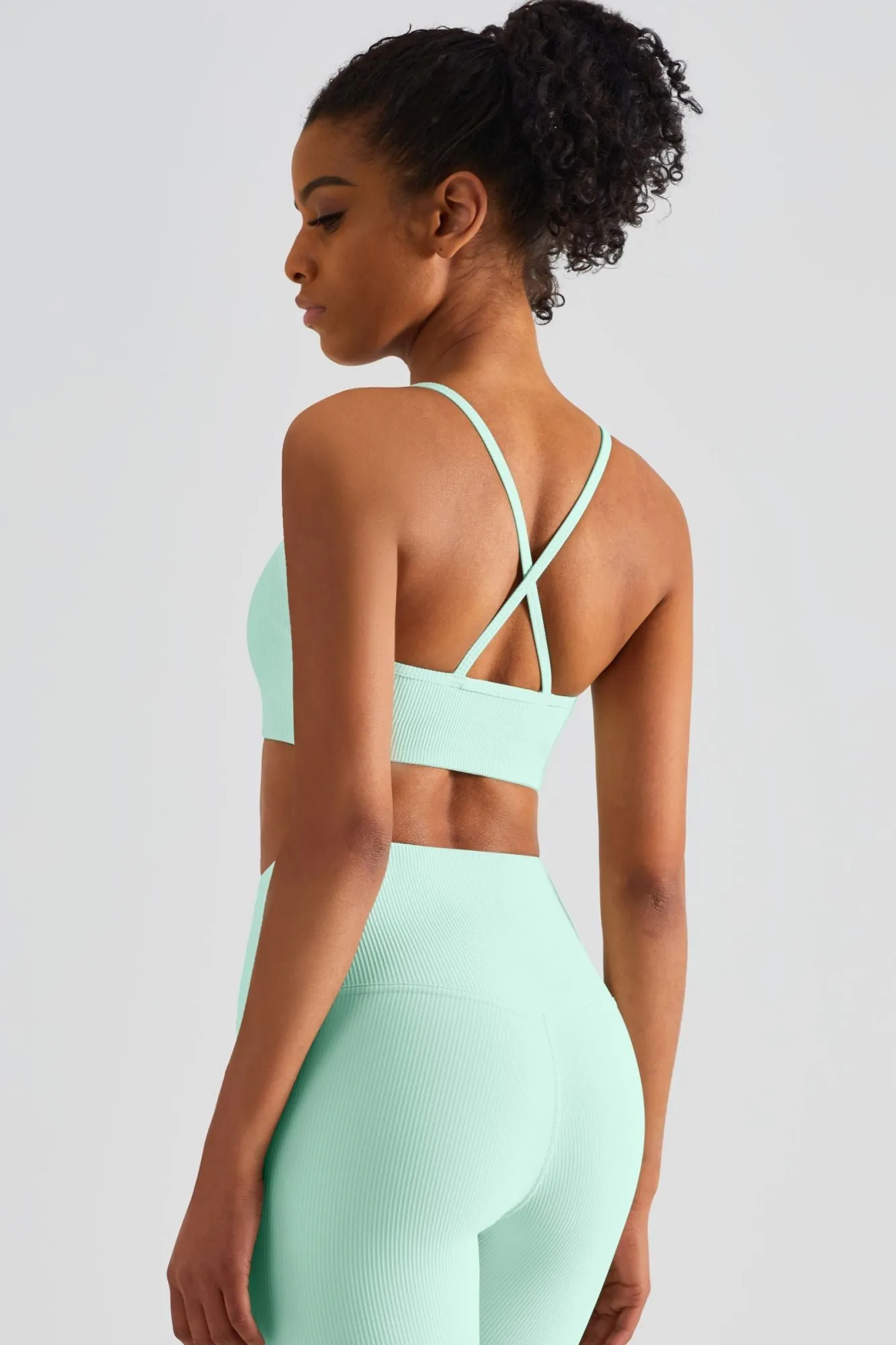 Ribbed Sports Bra & Shorts Activewear Set