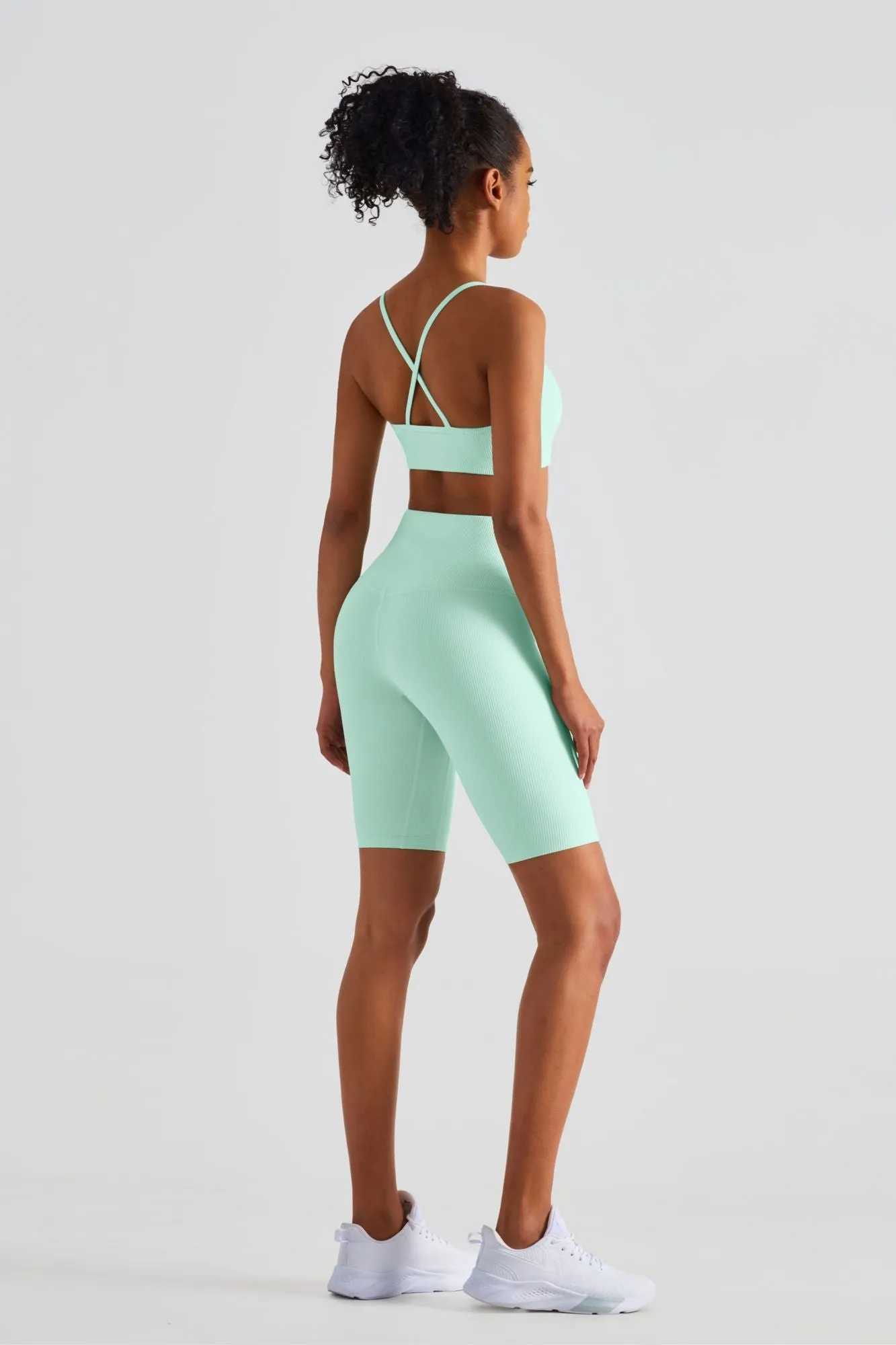 Ribbed Sports Bra & Shorts Activewear Set