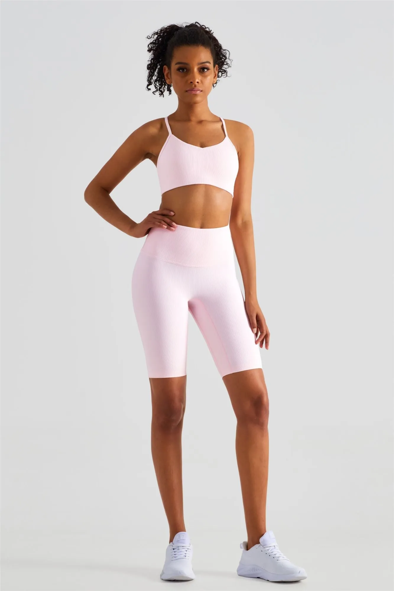 Ribbed Sports Bra & Shorts Activewear Set