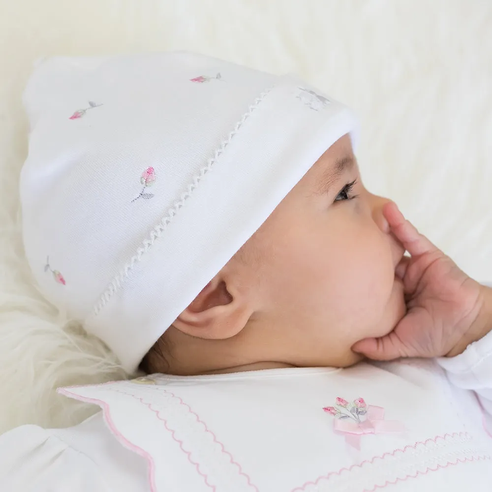 Romy White Rosebud Baby Pull - On Hat