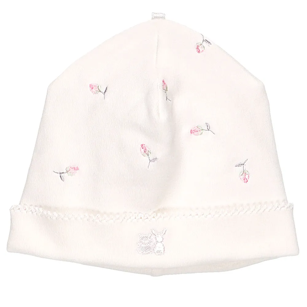 Romy White Rosebud Baby Pull - On Hat