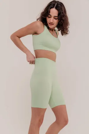 Rosa Ribbed Bicycle Shorts - Mint Green