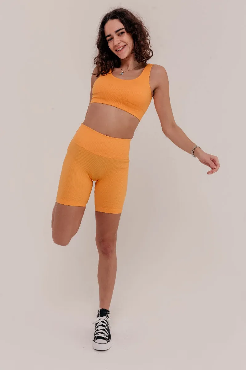 Rosa Ribbed Bicycle Shorts - Yellow