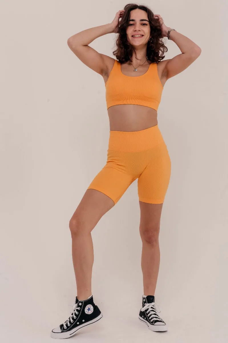 Rosa Ribbed Bicycle Shorts - Yellow