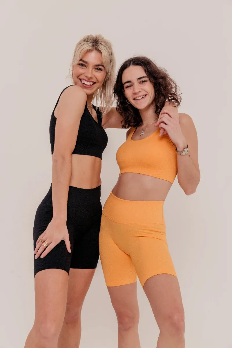 Rosa Ribbed Bicycle Shorts - Yellow
