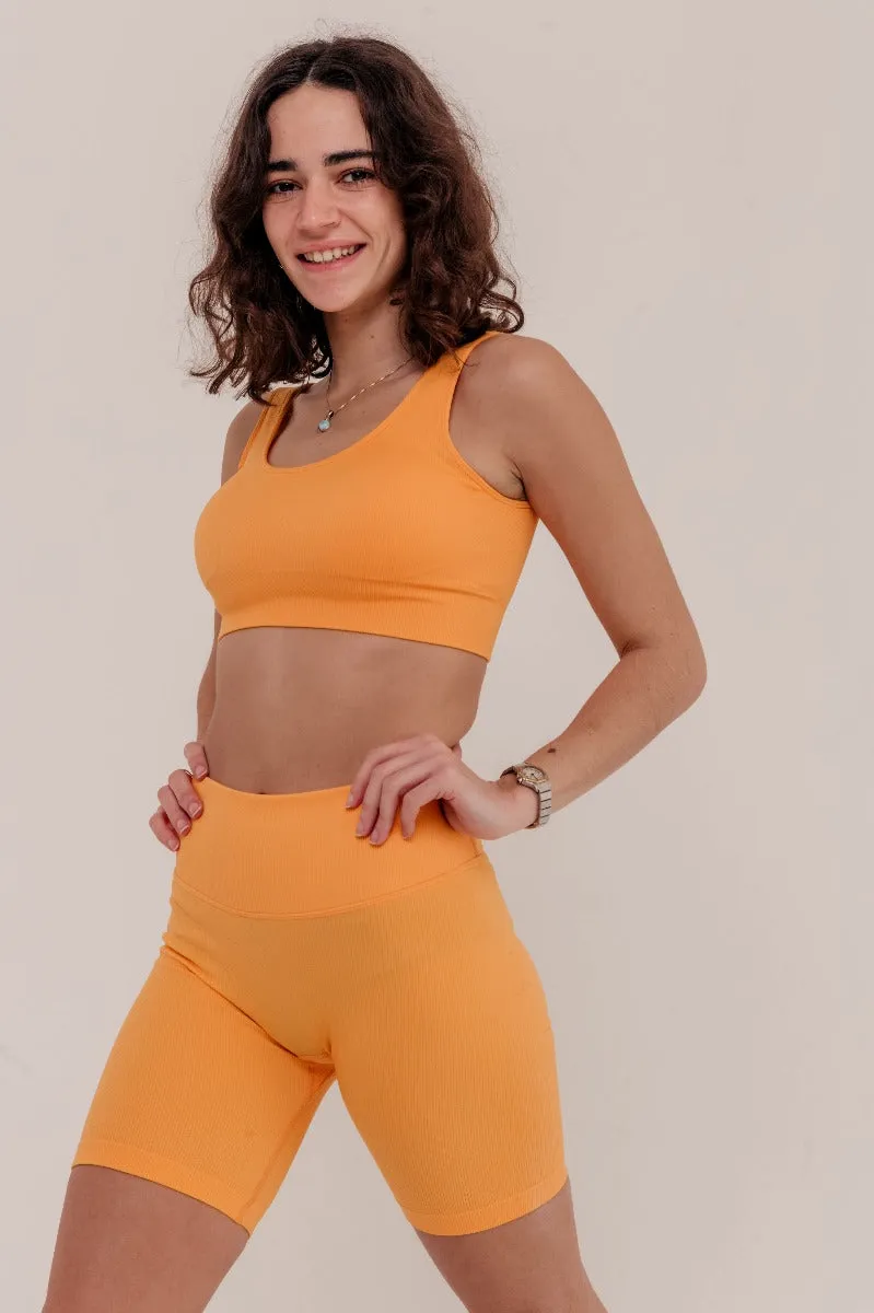 Rosa Ribbed Bicycle Shorts - Yellow