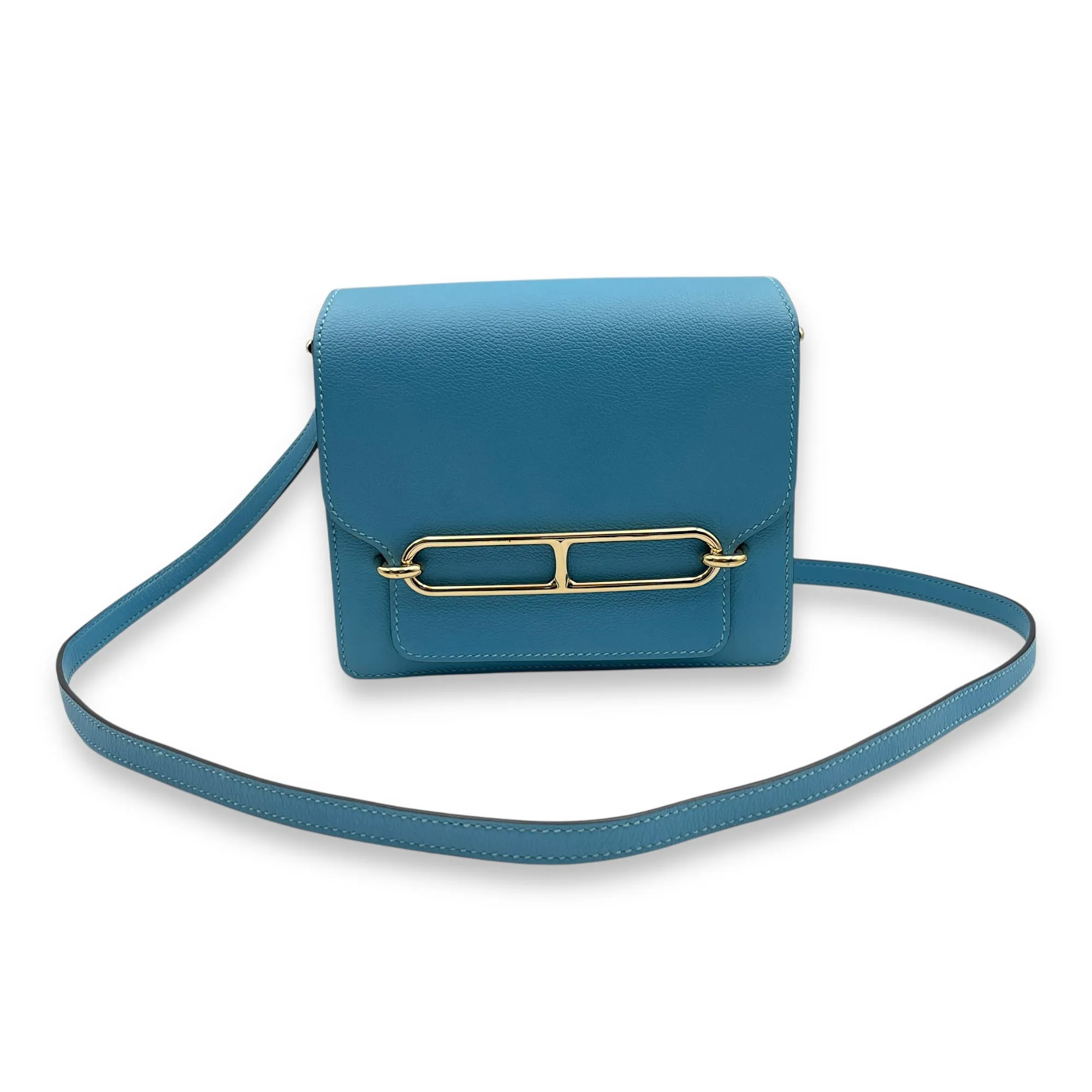 Roulis Mini Blue De Nord in Evercolor, Permabrass hardware