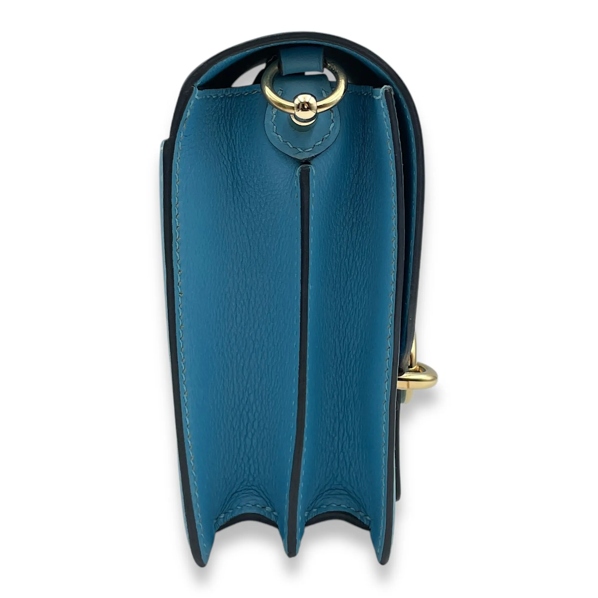 Roulis Mini Blue De Nord in Evercolor, Permabrass hardware