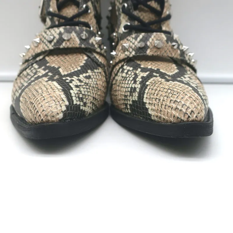 Sam Edelman Elana Studded Cutout Ankle Boots Snake Print Leather Size 9 NEW