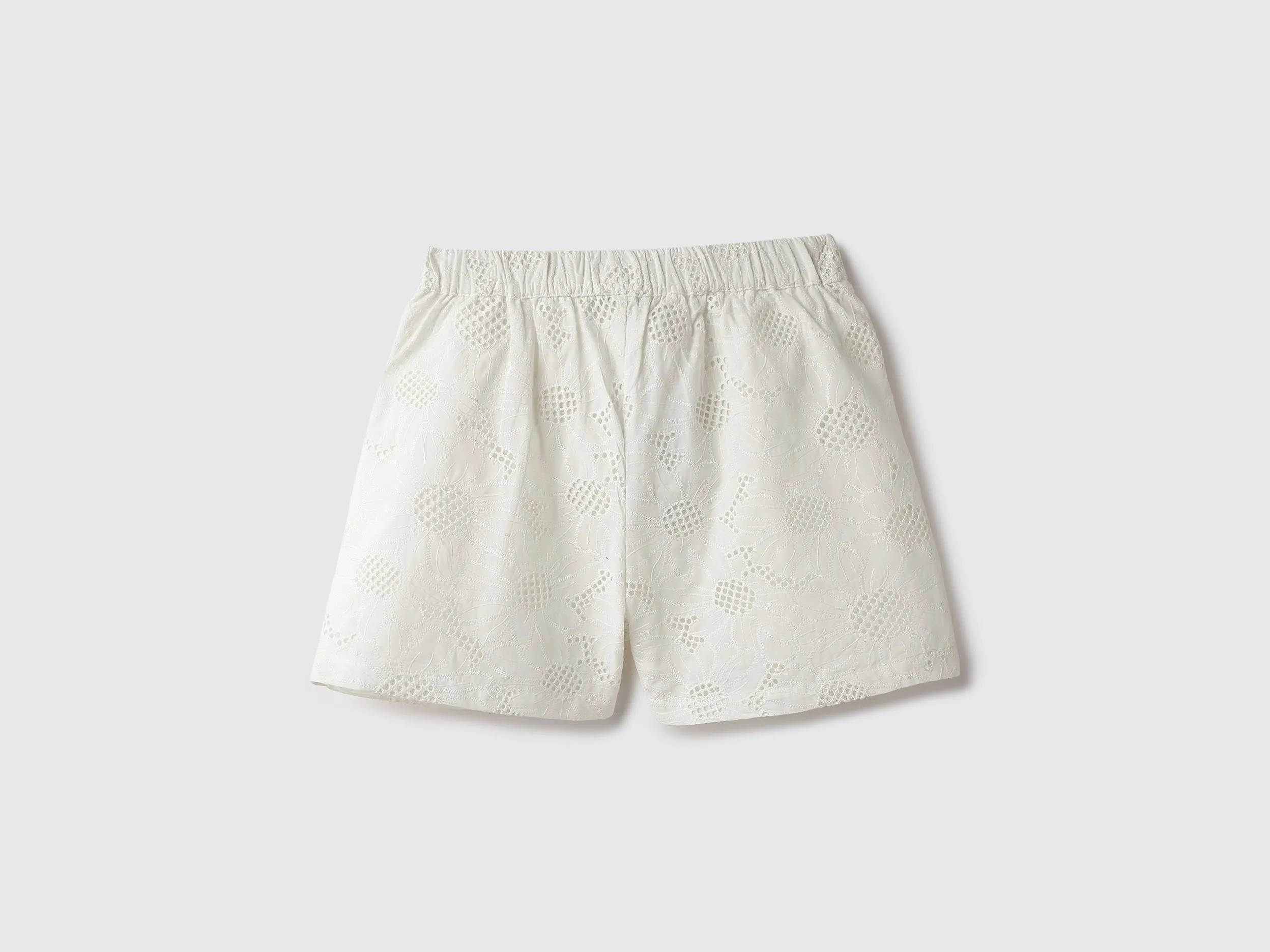 Schiffli Embroidered Regular Fit Casual Shorts