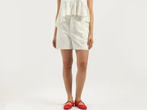 Schiffli Embroidered Regular Fit Casual Shorts