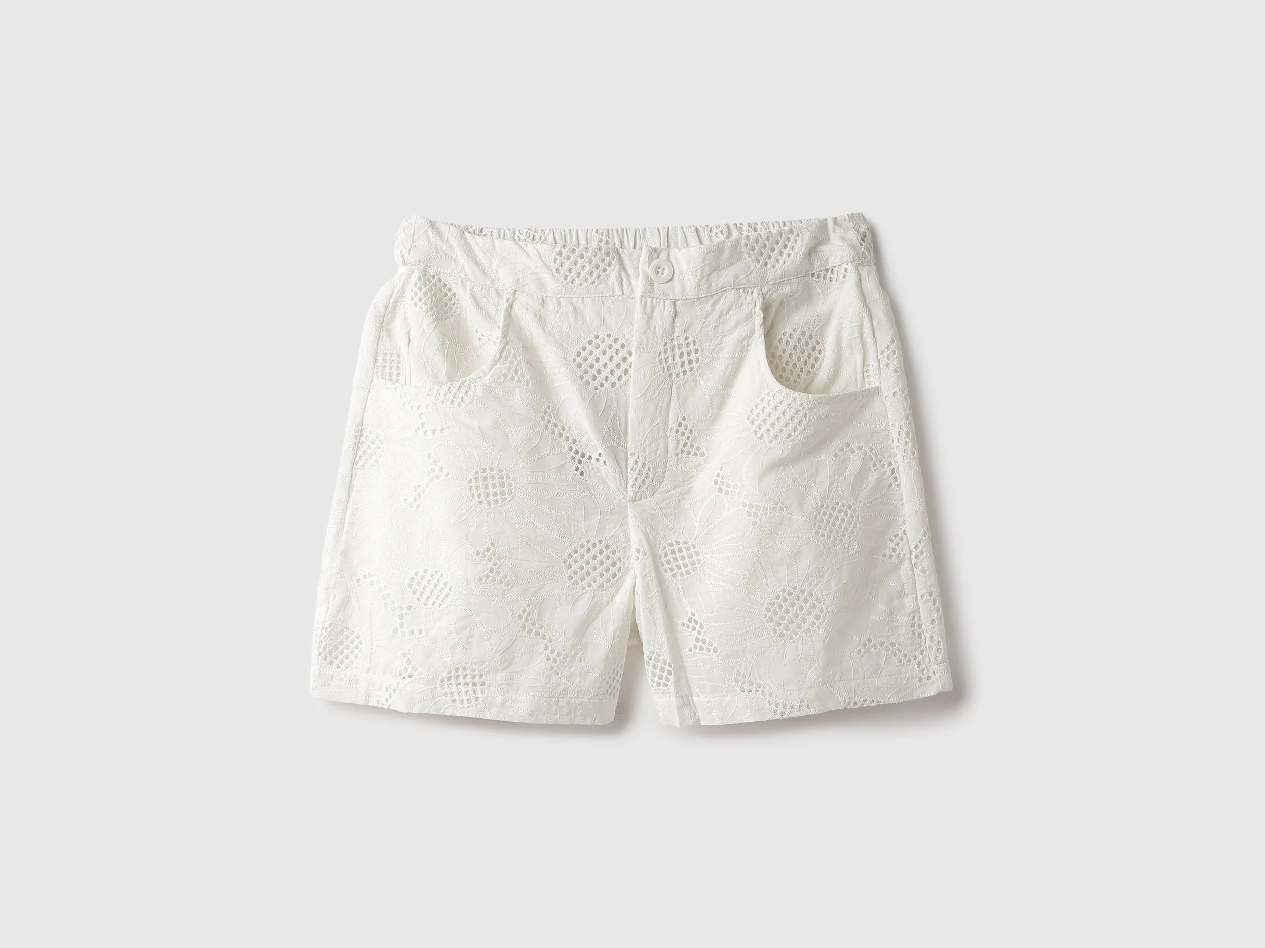 Schiffli Embroidered Regular Fit Casual Shorts