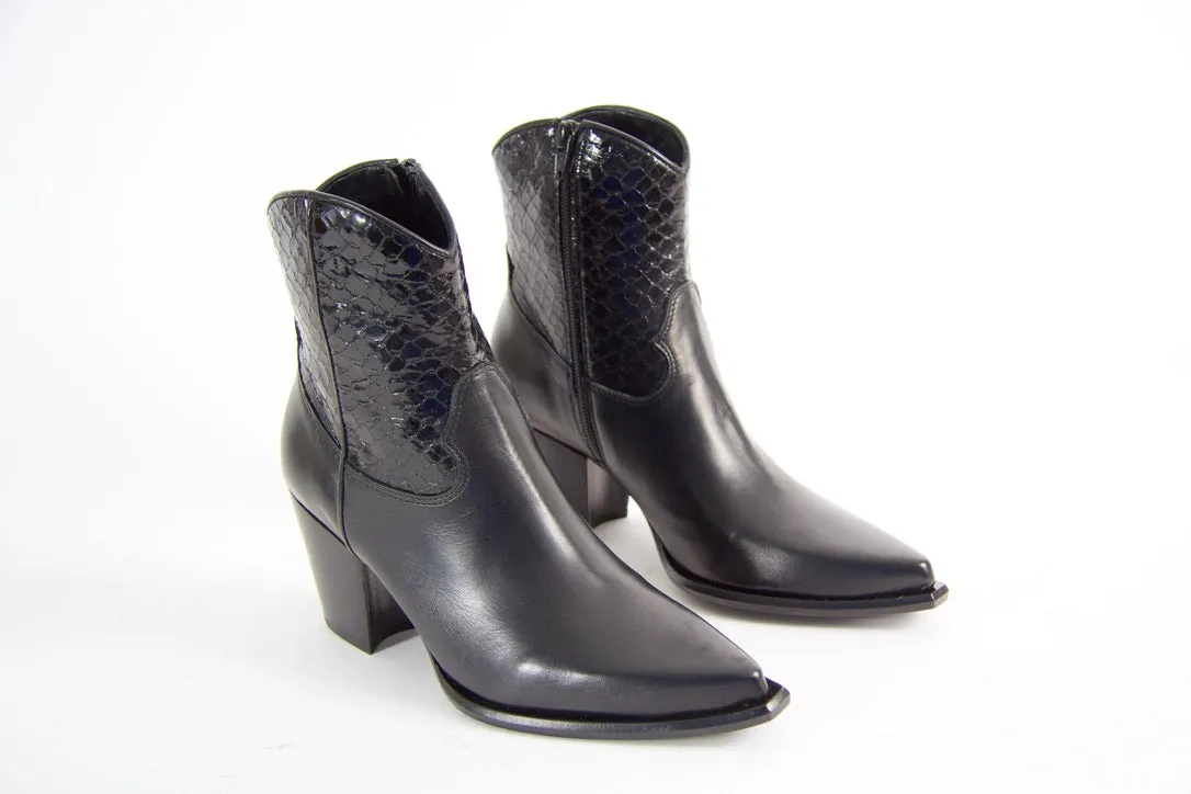 Shannon Black Snake Ankle Boots