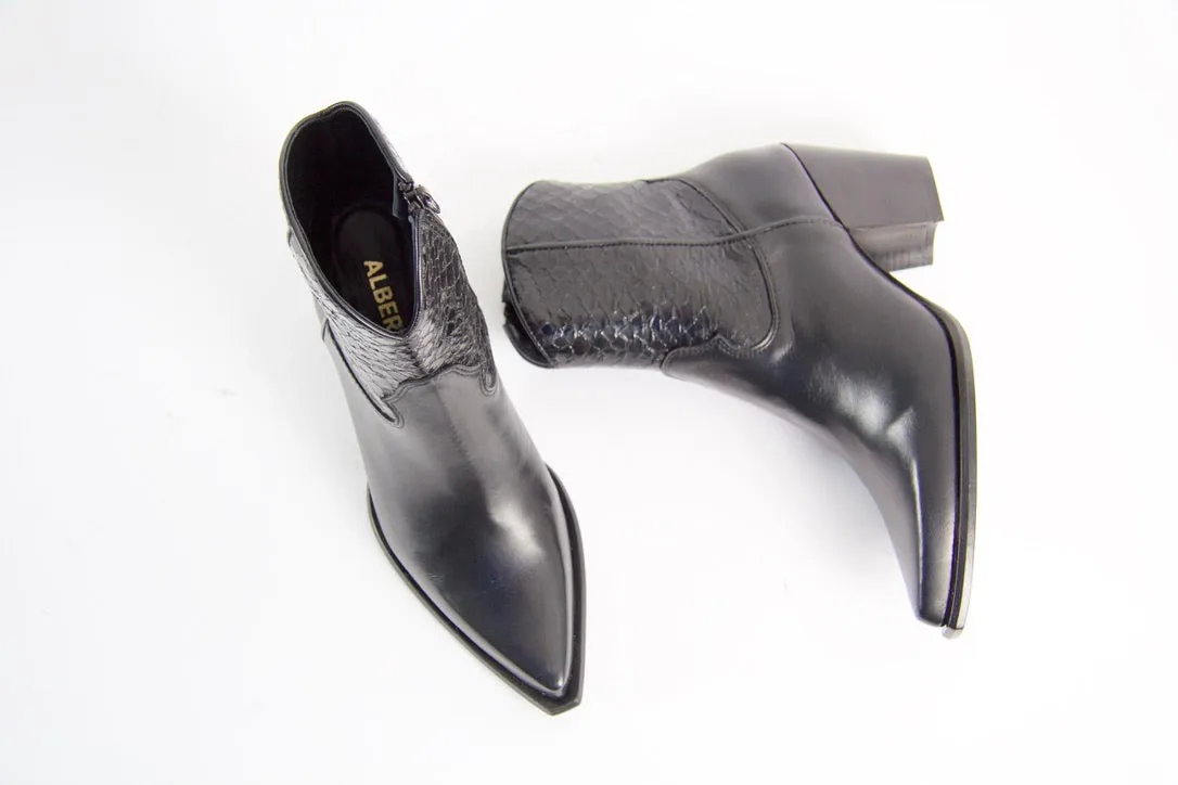Shannon Black Snake Ankle Boots