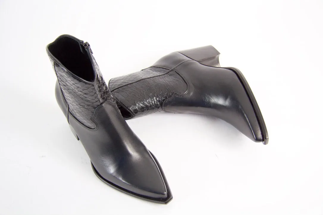 Shannon Black Snake Ankle Boots