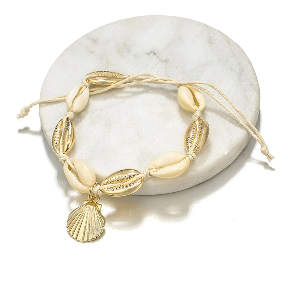 Shell & 18K Gold-Plated Shell-Charm Adjustable Anklet