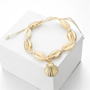 Shell & 18K Gold-Plated Shell-Charm Adjustable Anklet