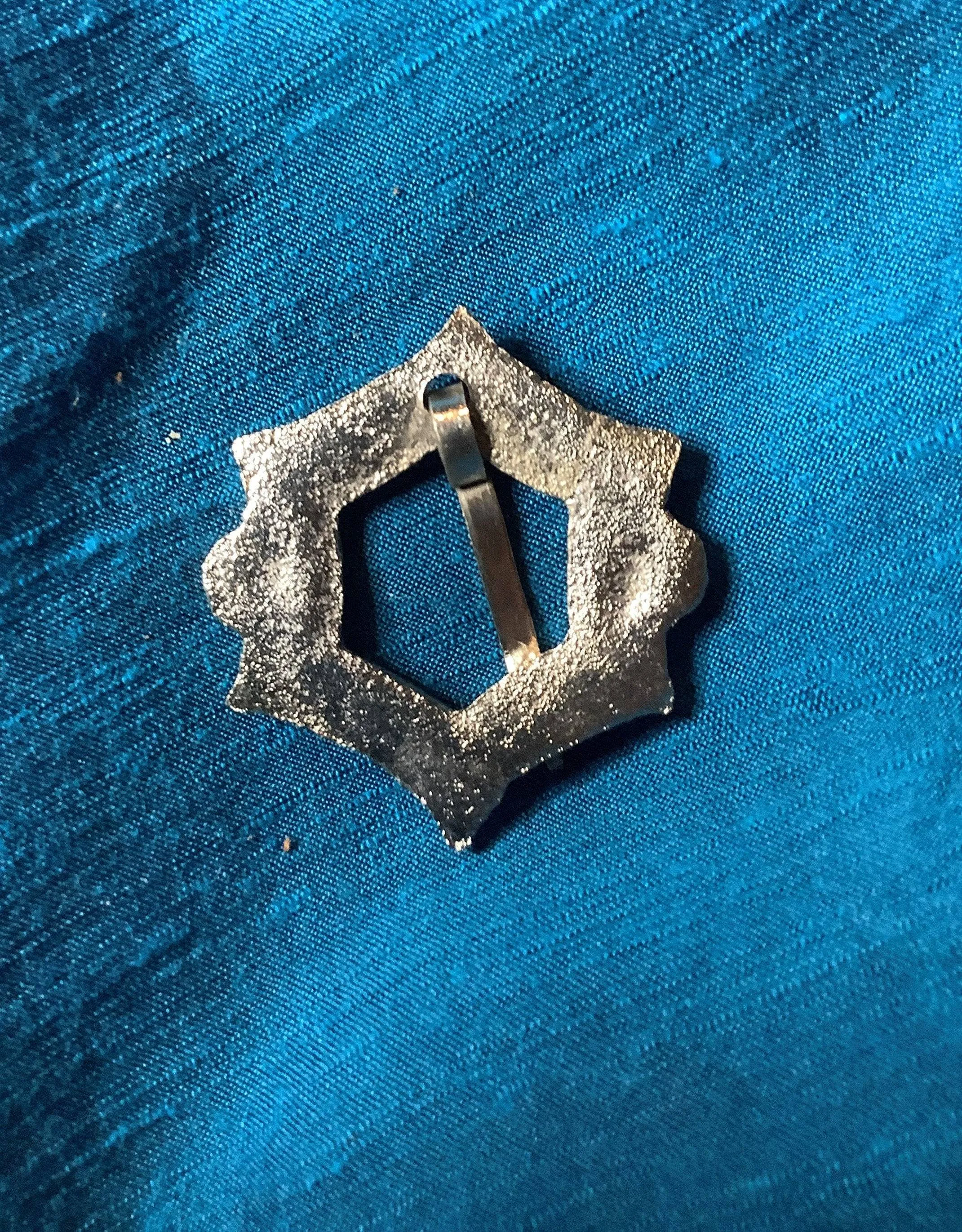 Silver-tone Sexfoil Medieval Brooch