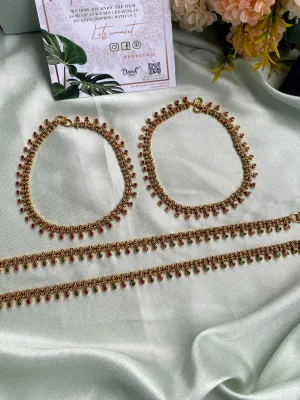 Simple Flower Design Anklets in two Variants (Prices are for Each Pair)