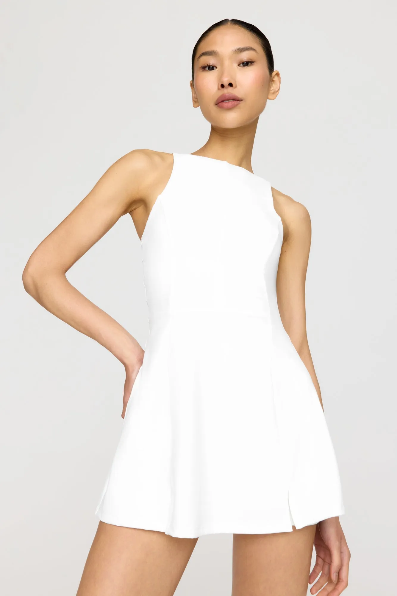 SKINLUXE BUILT-IN SUPPORT SIDE SPLIT ACTIVE DRESS - COCONUT MILK