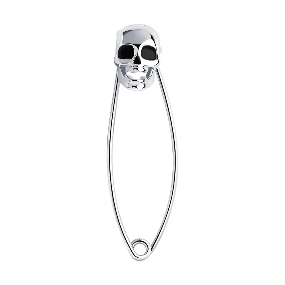 SKLV by SOKOLOV - SKULL Silver With Enamel Safety Pin