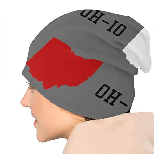 Skull Cap Beanie for Men Oh-Io State Flag Slouchy Beanie Hats Gray Lightweight All Season Knit Warm Hats Cap Soft Cap for Unisex Hat