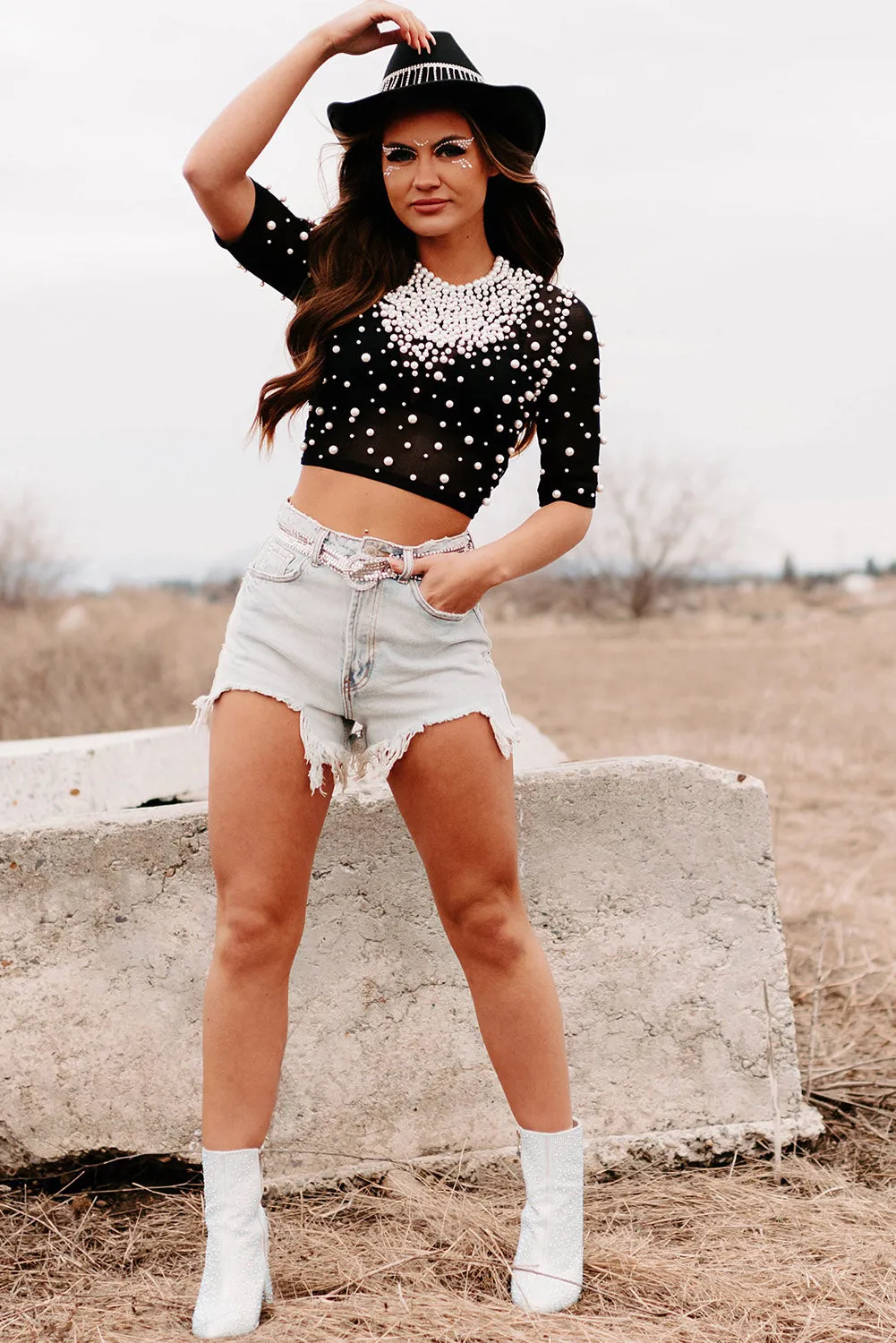 Sky Blue Distressed Edge High Rise Jean Shorts
