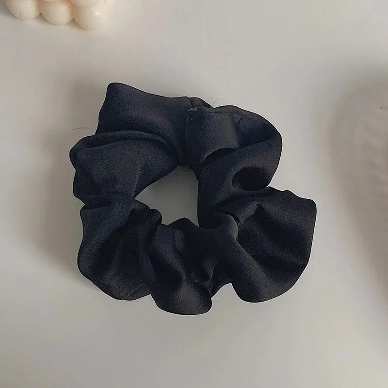 Solid Color Silky Satin Scrunchie Elastic Hair Bands Girls Elegant Fashion Ponytail Holder Hair Rope Headwear Red Pink Black