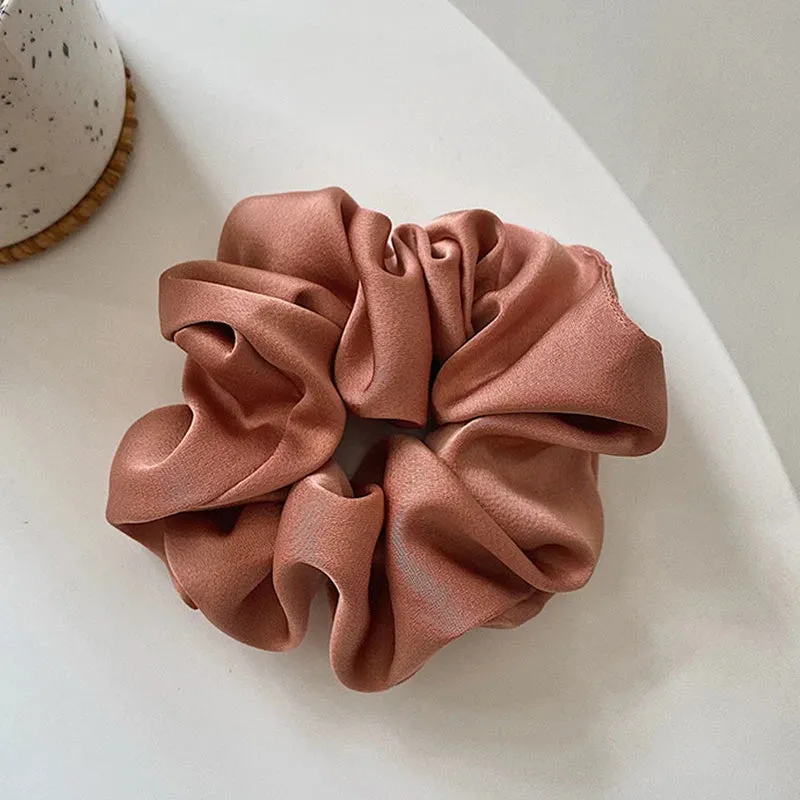 Solid Color Silky Satin Scrunchie Elastic Hair Bands Girls Elegant Fashion Ponytail Holder Hair Rope Headwear Red Pink Black