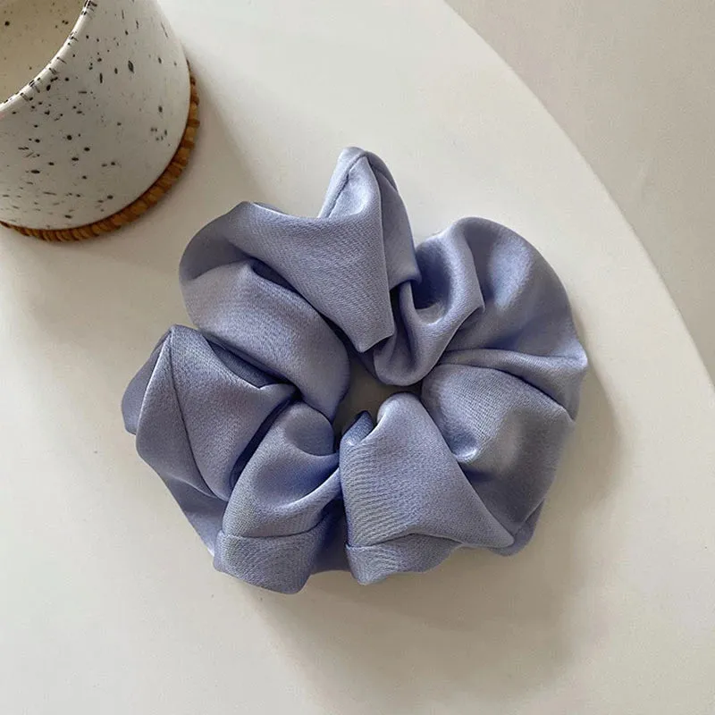 Solid Color Silky Satin Scrunchie Elastic Hair Bands Girls Elegant Fashion Ponytail Holder Hair Rope Headwear Red Pink Black