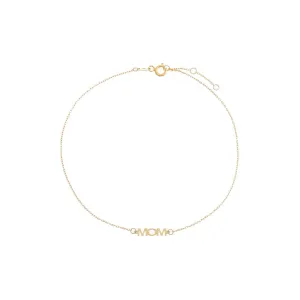Solid Mom Nameplate Anklet 14K