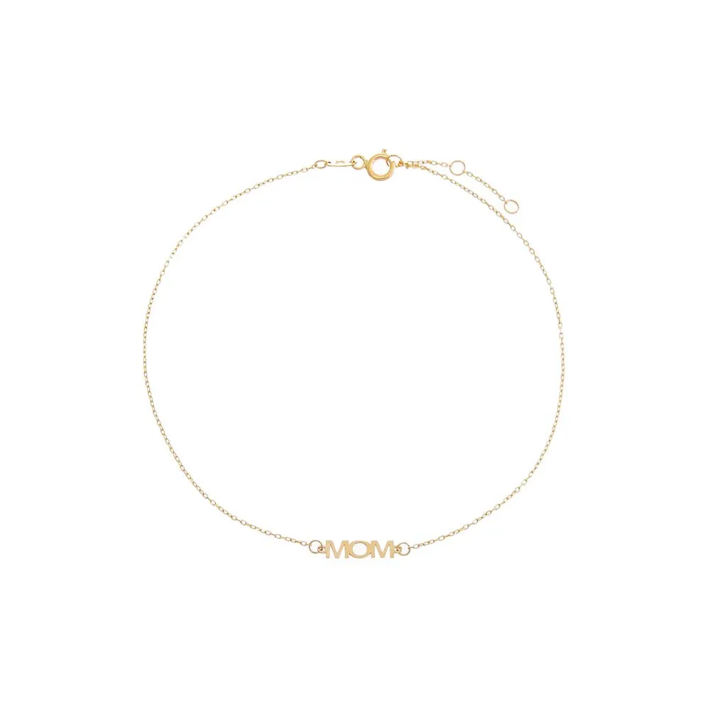 Solid Mom Nameplate Anklet 14K