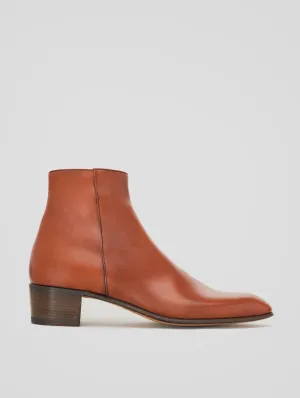 SONNY 40MM ANKLE BOOT IN BRICK CALFSKIN