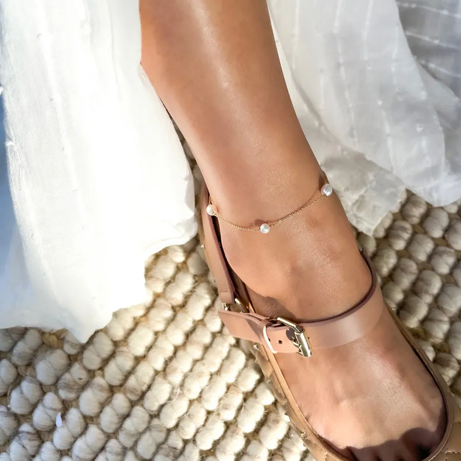 Spaced Mixed Pearl Anklet