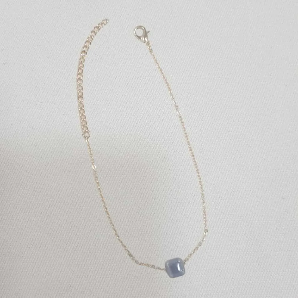 Square Bead Gold Chain Anklet