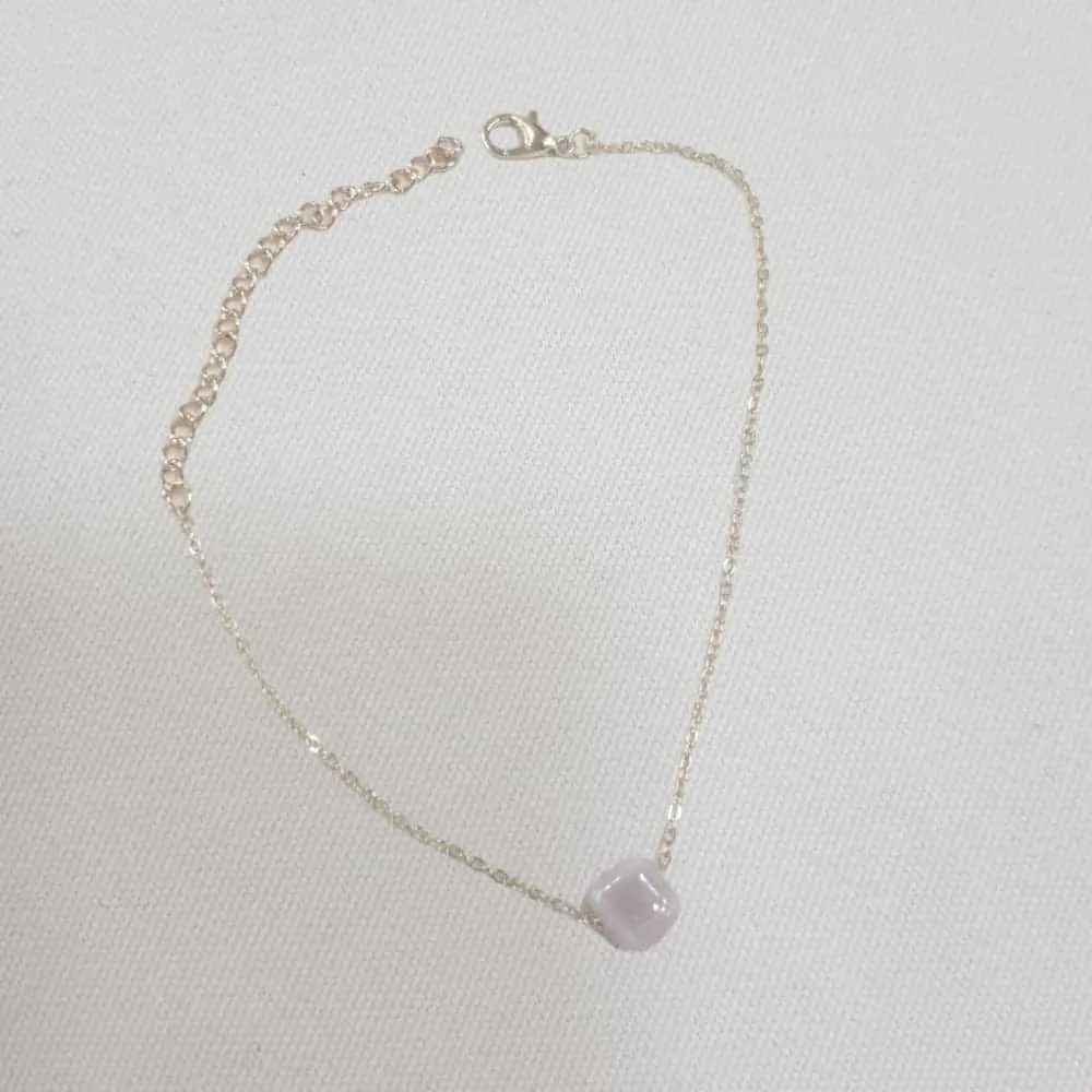 Square Bead Gold Chain Anklet