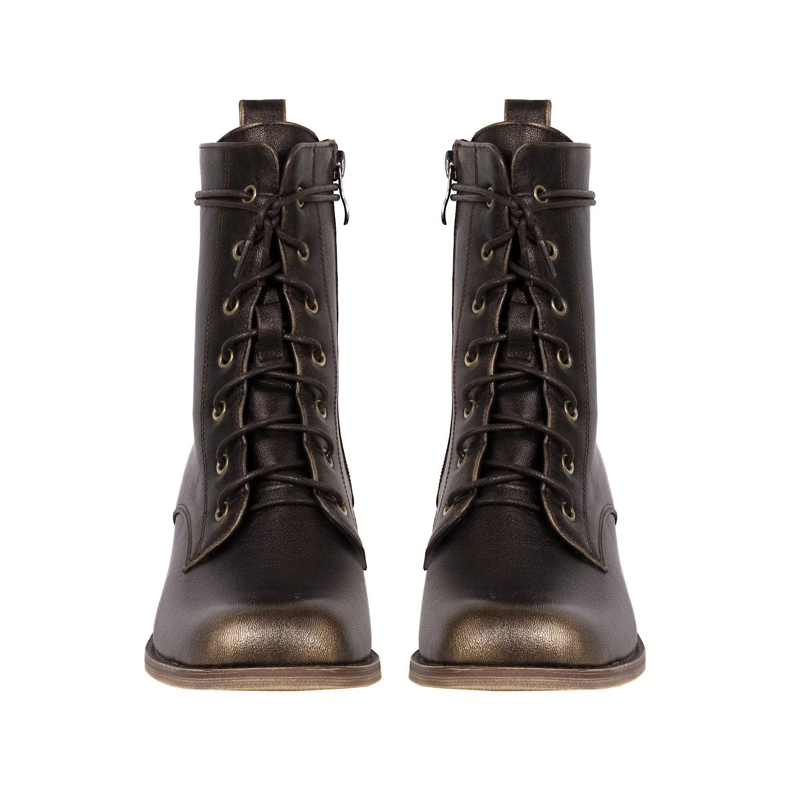 Square Toe Lace-up Ankle Boots
