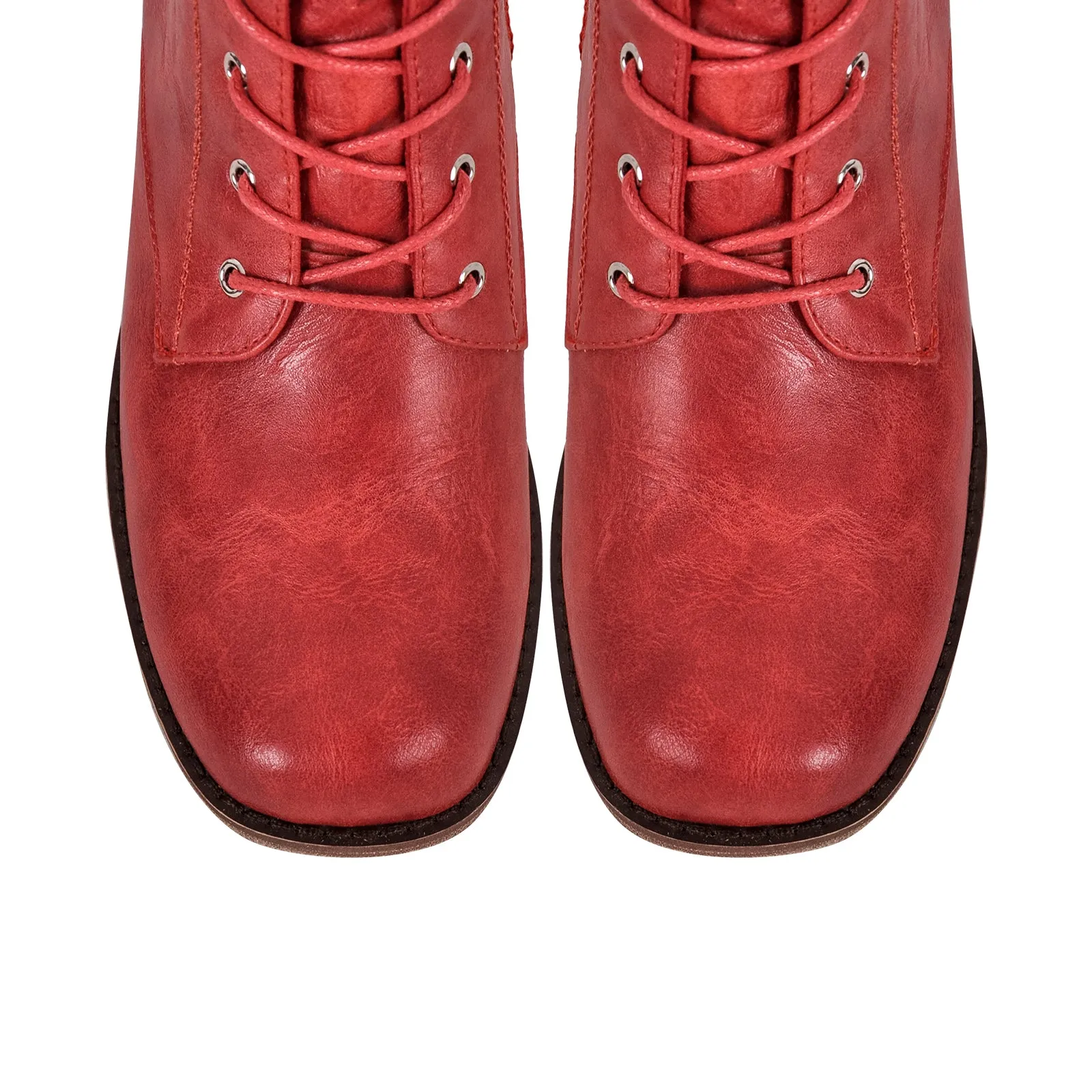 Square Toe Lace-up Ankle Boots